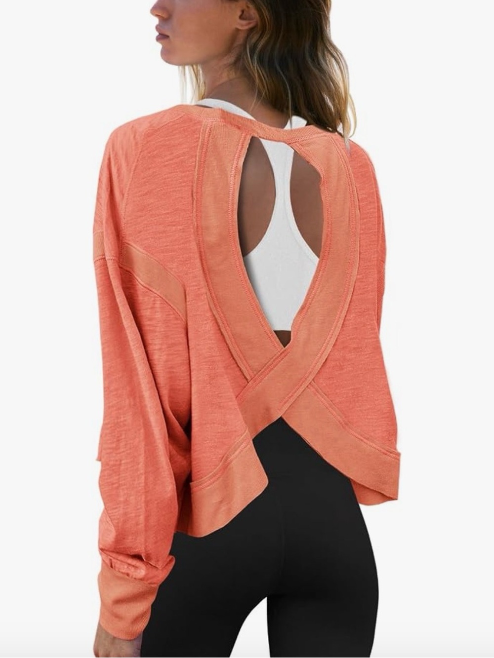 Brick Red Open Back Long Sleeve Tee | Medium Free People inspired